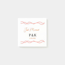 Net getrouwd en voeg de naam van het paar toe datu post-it® notes