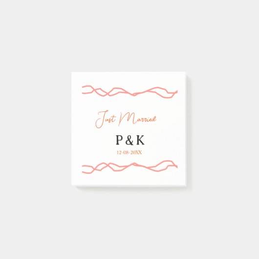Net getrouwd en voeg de naam van het paar toe datu post-it® notes (Voorkant)