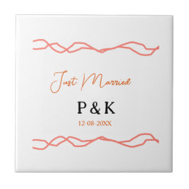 Net getrouwd en voeg de naam van het paar toe datu tegeltje