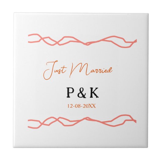 Net getrouwd en voeg de naam van het paar toe datu tegeltje (Voorkant)