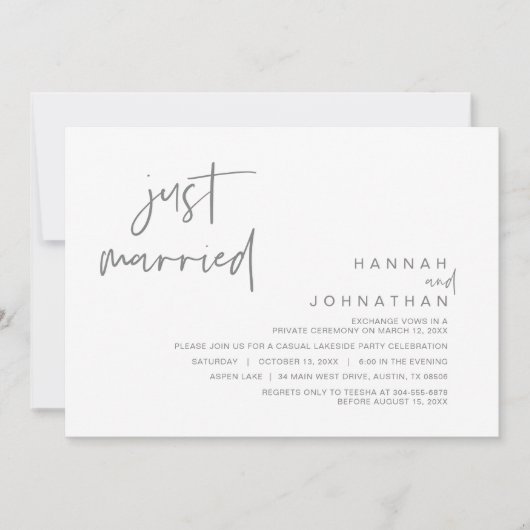 Net Getrouwd, Feestelijke Viering van een Weggelop Kaart (Voorkant)