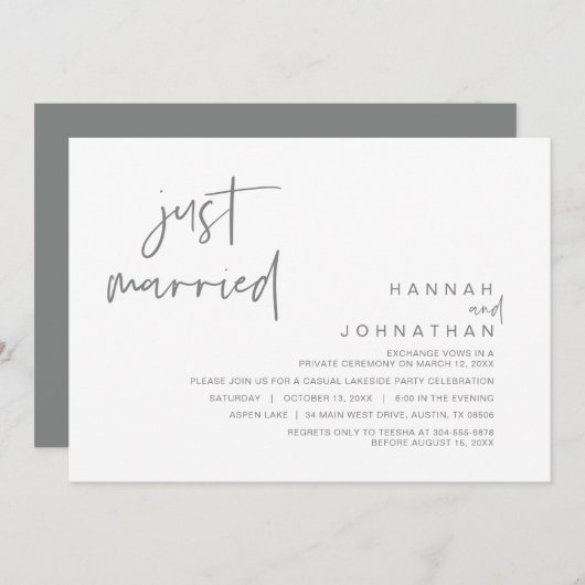 Net Getrouwd, Feestelijke Viering van een Weggelop Kaart (Voorkant / Achterkant)