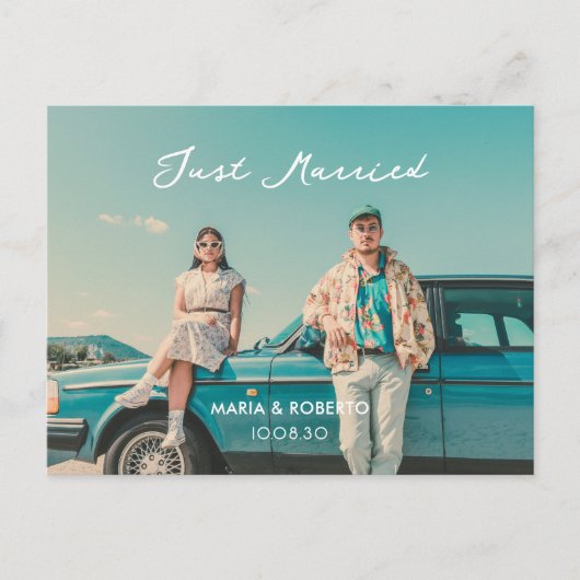 net getrouwd foto aankondigingskaart (Voorkant)