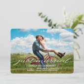 Net getrouwd Foto bruiloft aankondiging uitnodigin (Staand voorkant)