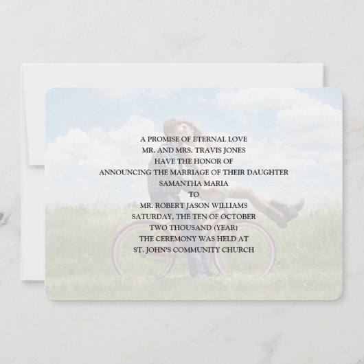 Net getrouwd Foto bruiloft aankondiging uitnodigin (Achterkant)