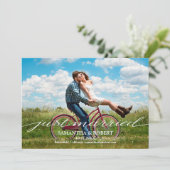 Net getrouwd Foto bruiloft aankondiging uitnodigin (Staand voorkant)