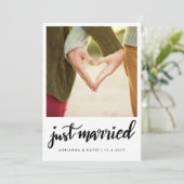 Net Getrouwd | Foto Huwelijk | Handgeschreven Scri Aankondiging (Staand voorkant)