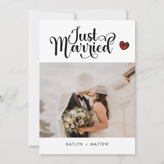 Net getrouwd Foto Kerstmis bruiloft aankondiging (Voorkant)