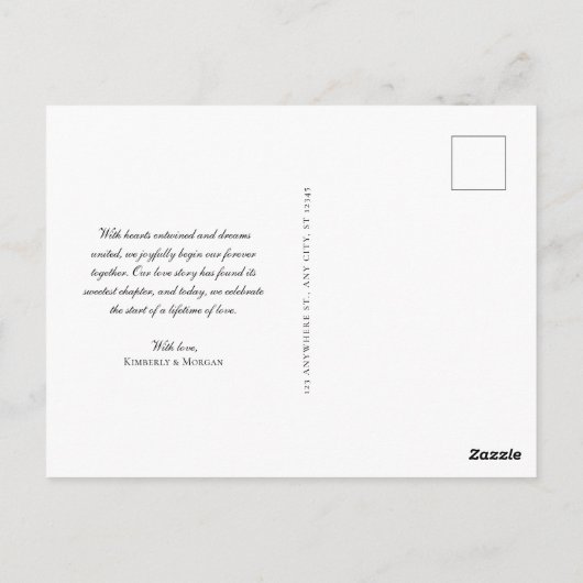 Net getrouwd Foto Moderne bruiloft aankondiging Briefkaart (Achterkant)