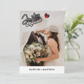 Net getrouwd Foto Vakantie Bruiloft Aankondiging (Staand voorkant)