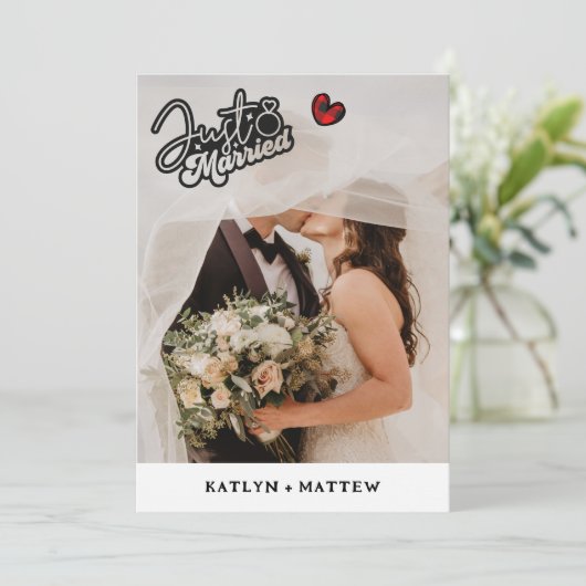 Net getrouwd Foto Vakantie Bruiloft Aankondiging (Staand voorkant)