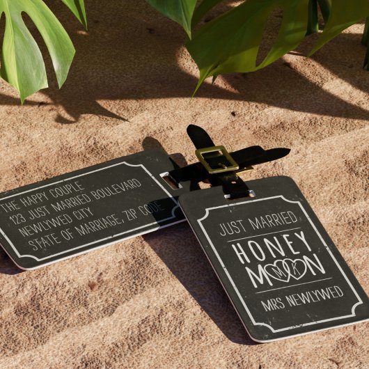 Net Getrouwd Gelukkig Koppel Honeymoon Bagagelabel