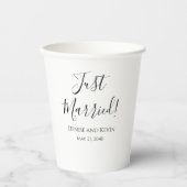 Net getrouwd gepersonaliseerde bruiloft papieren b papieren bekers (Voorkant)