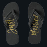 Net getrouwd Gold Foil Bride Teenslippers<br><div class="desc">Just Married Faux Gold Folie Typography Bride Beach of Destination Wedding Teenslippers</div>