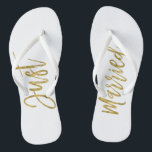Net getrouwd Gold Foil Bride Teenslippers<br><div class="desc">Just Married Faux Gold Folie Typography Bride Beach of Destination Wedding Teenslippers</div>