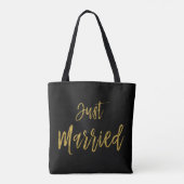 Net getrouwd Gold Foil Bruid Strandtas Tote Bag (Achterkant)
