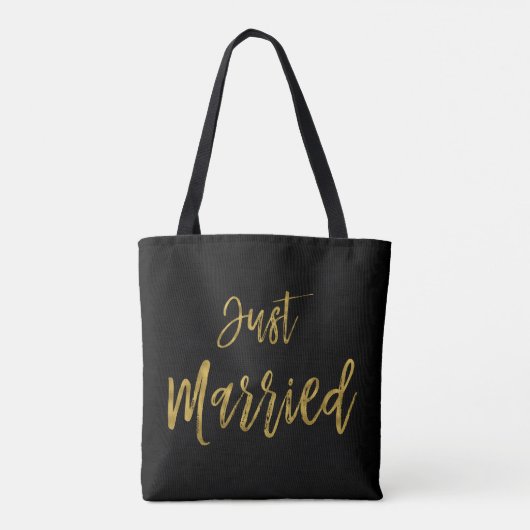 Net getrouwd Gold Foil Bruid Strandtas Tote Bag (Achterkant)