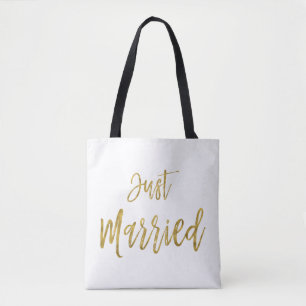 Net getrouwd Gold Foil Bruid Strandtas Tote Bag