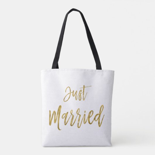Net getrouwd Gold Foil Bruid Strandtas Tote Bag (Achterkant)