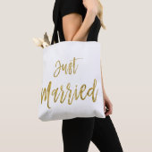 Net getrouwd Gold Foil Bruid Strandtas Tote Bag (Dichtbij)
