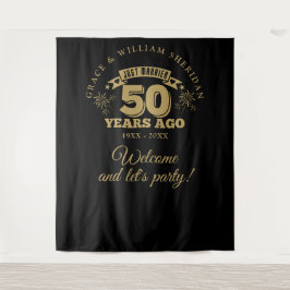 Net getrouwd goud 50e Jubileum foto achtergrond Wandkleed
