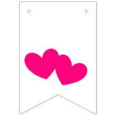 "Net getrouwd" goud magenta harten Vlaggetjes (Eerste vlag)