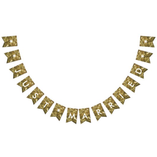 Net getrouwd Goud Wit Glitter Wedding Party Vlaggetjes (Alle)