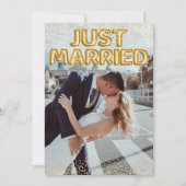 Net getrouwd gouden ballonnen trouwfoto aankondiging (Voorkant)