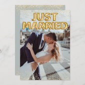 Net getrouwd gouden ballonnen trouwfoto aankondiging (Voorkant / Achterkant)