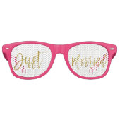 Net getrouwd Gouden Folie Party Zonnebril (Voorkant)