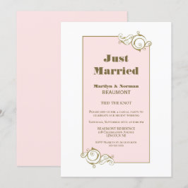 Net Getrouwd Gouden Frame Roze Huwelijksreceptie Kaart