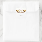 Net Getrouwd Gouden Script Trouwfeest Bord  Vierkante Sticker (Tas)