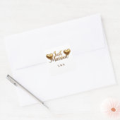 Net Getrouwd Gouden Script Trouwfeest Bord  Vierkante Sticker (Envelop)