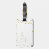 Net Getrouwd Gouden Stof Confetti Bagagelabel (Achterkant verticaal)