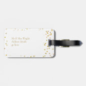 Net Getrouwd Gouden Stof Confetti Bagagelabel (Achterkant horizontaal)