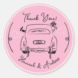 Net Getrouwd Hand getrokken bruid bruidegom Auto D Ronde Sticker