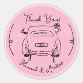 Net Getrouwd Hand getrokken bruid bruidegom Auto D Ronde Sticker (Voorkant)