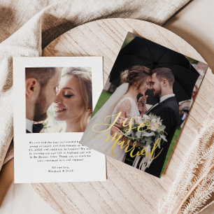 Net Getrouwd Hand Lettered Huwelijksaankondiging Folie Uitnodiging