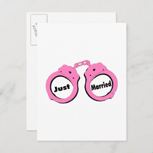 Net getrouwd handboeien aankondigingskaart (Voorkant / Achterkant)