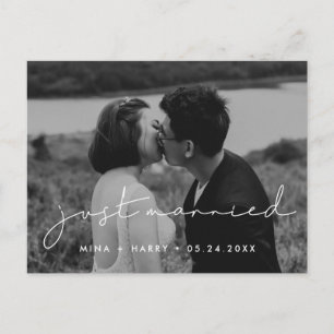 Net getrouwd Handgeschreven minimalistische trouwf Briefkaart