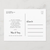 Net getrouwd Handgeschreven minimalistische trouwf Briefkaart (Achterkant)