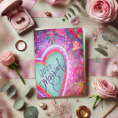 Net getrouwd  hart bloemenbruiloft Paarse Kaart