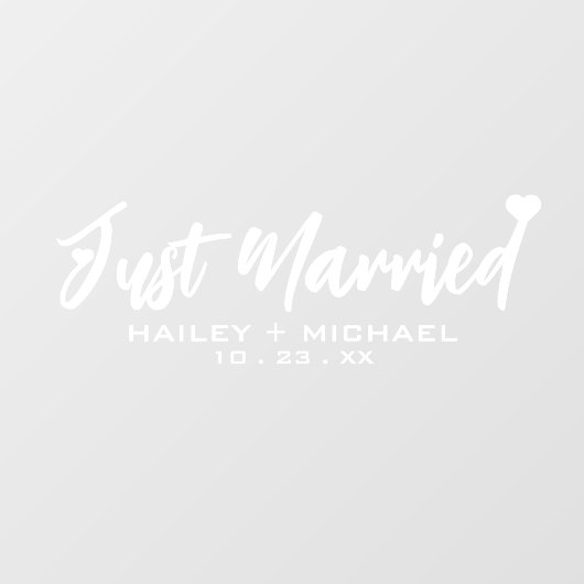 Net getrouwd hart bruiloft Pas getrouwd auto Stick Raamsticker (Vel)