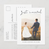 Net Getrouwd Hart Modern Script Huwelijk  Aankondigingskaart (Voorkant / Achterkant)