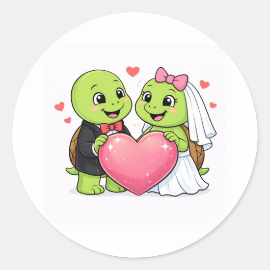 Net Getrouwd Hartje Ronde Sticker (Voorkant)