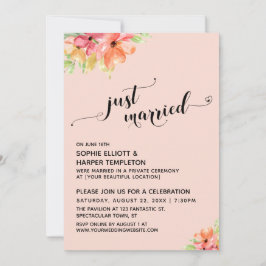 Net Getrouwd Hartjes Script Roze Boho Bloemen Kaart