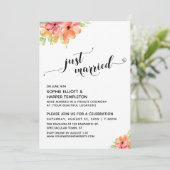 Net Getrouwd Hartjes Script Waterverf Bloemen Kaart (Staand voorkant)