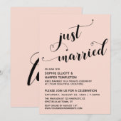 Net Getrouwd Hartjes Typografie Blush Ontvangst Kaart (Voorkant / Achterkant)