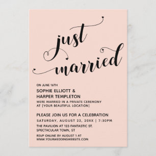 Net Getrouwd Hartjes Typografie Blush Ontvangst Kaart