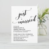 Net Getrouwd Hartjes Typografie Ontvangst Alleen Kaart (Staand voorkant)